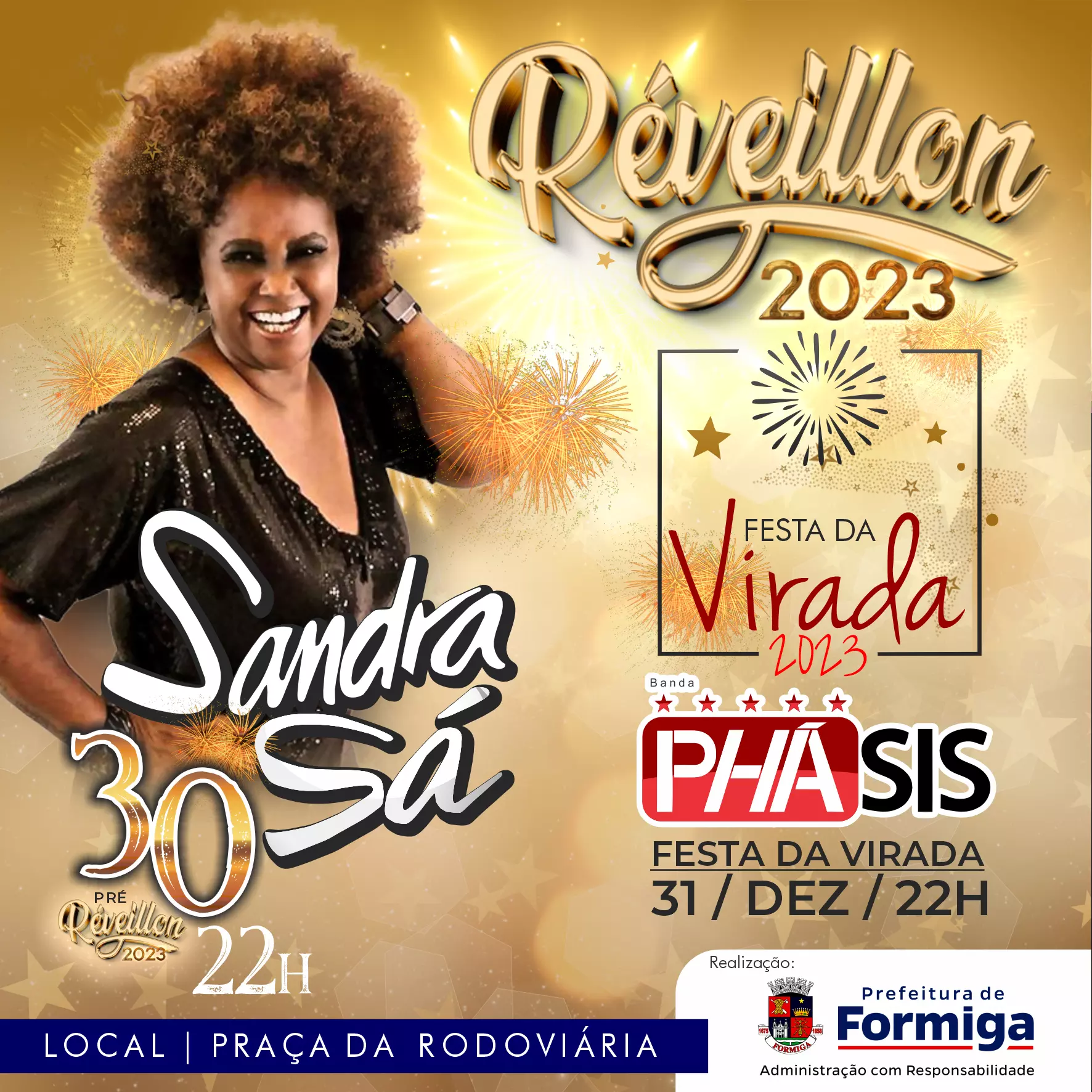 Administração Municipal promoverá pre-réveillon com Sandra de Sá