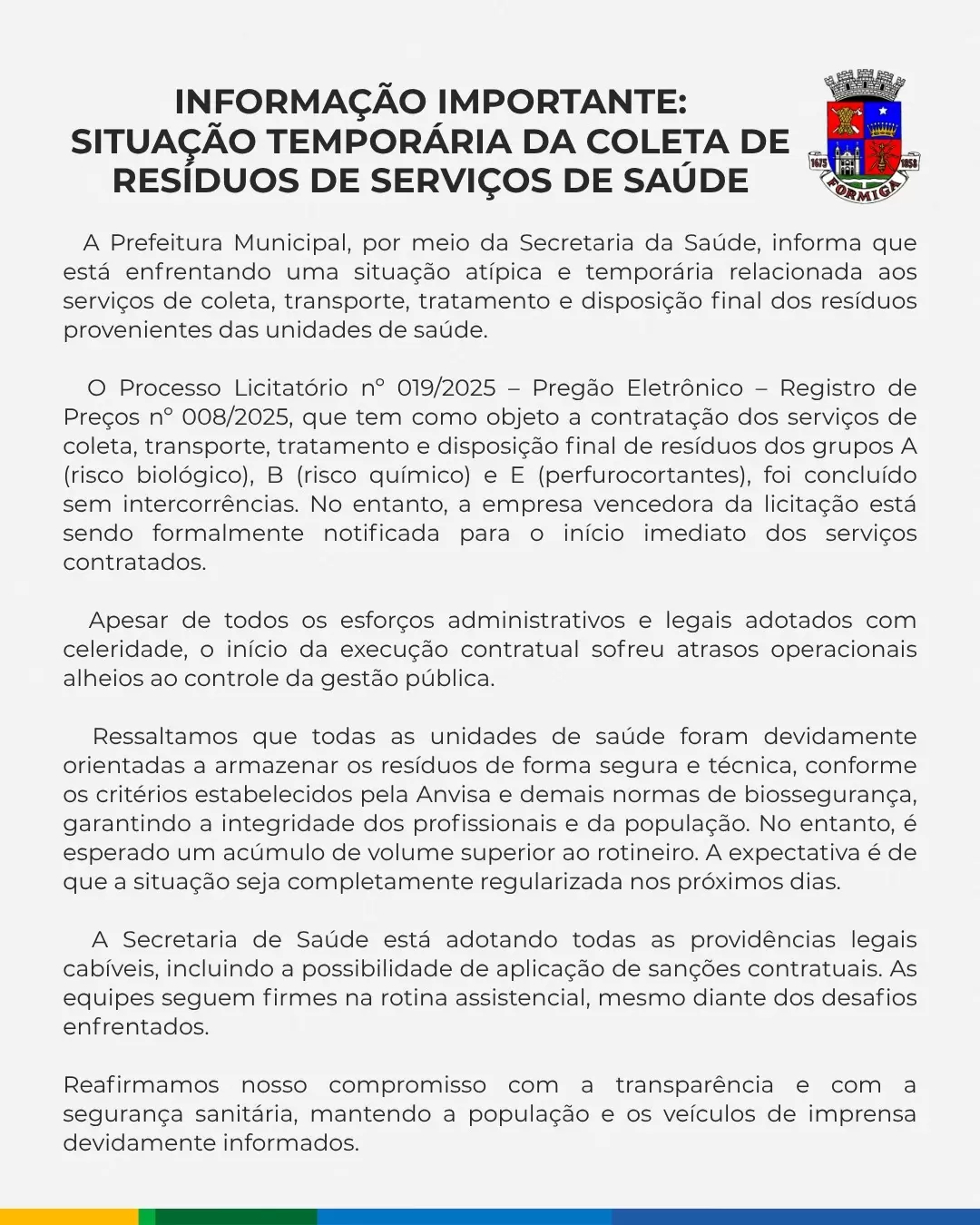 Informação importante da Secretaria de Saúde.