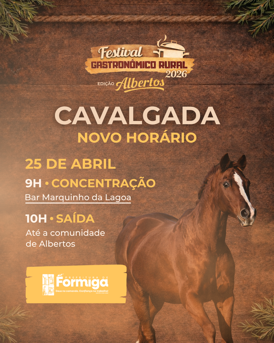 Atenção para o novo horário da Cavalgada!
