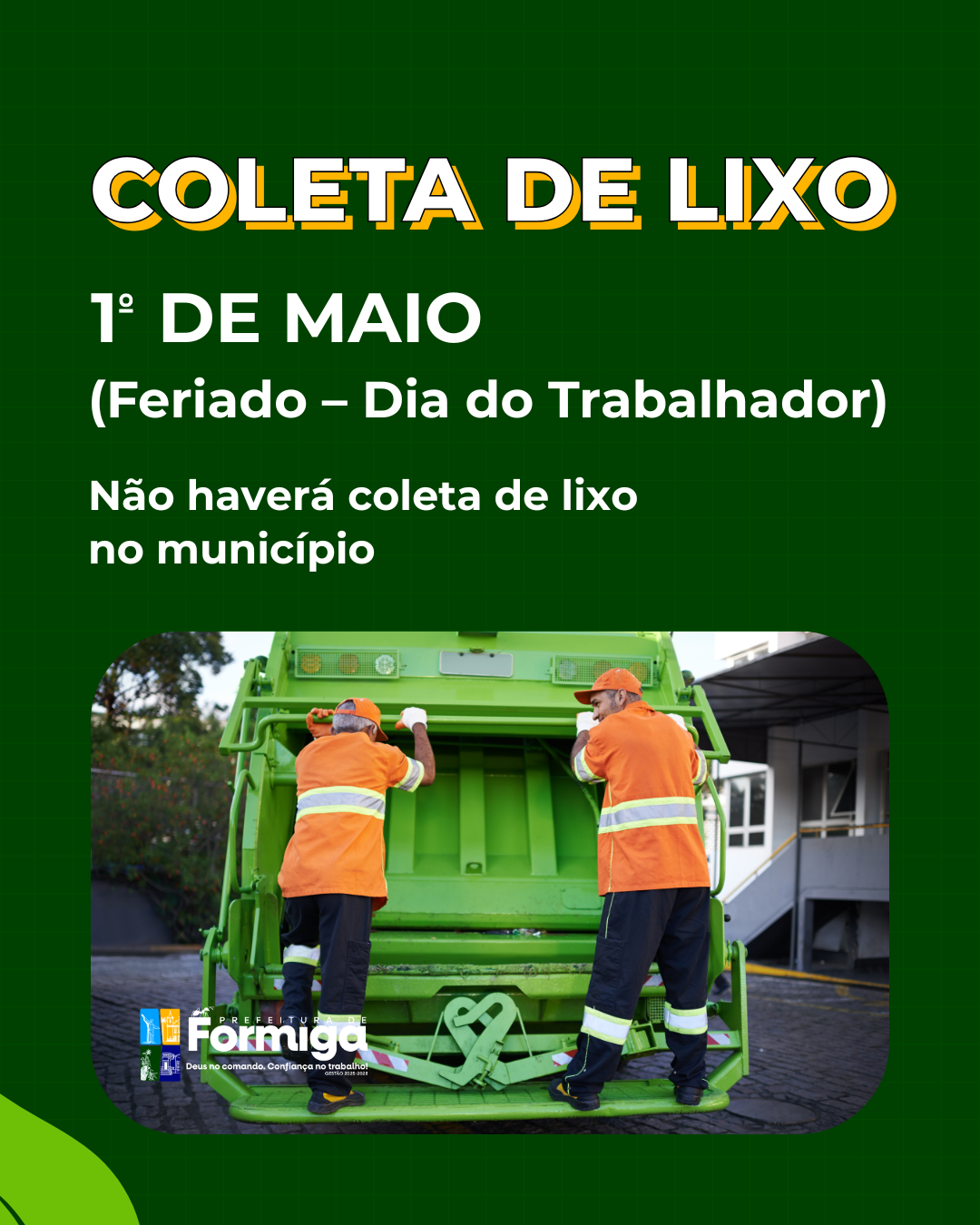 Coleta de Lixo - Feriado Dia do Trabalhador