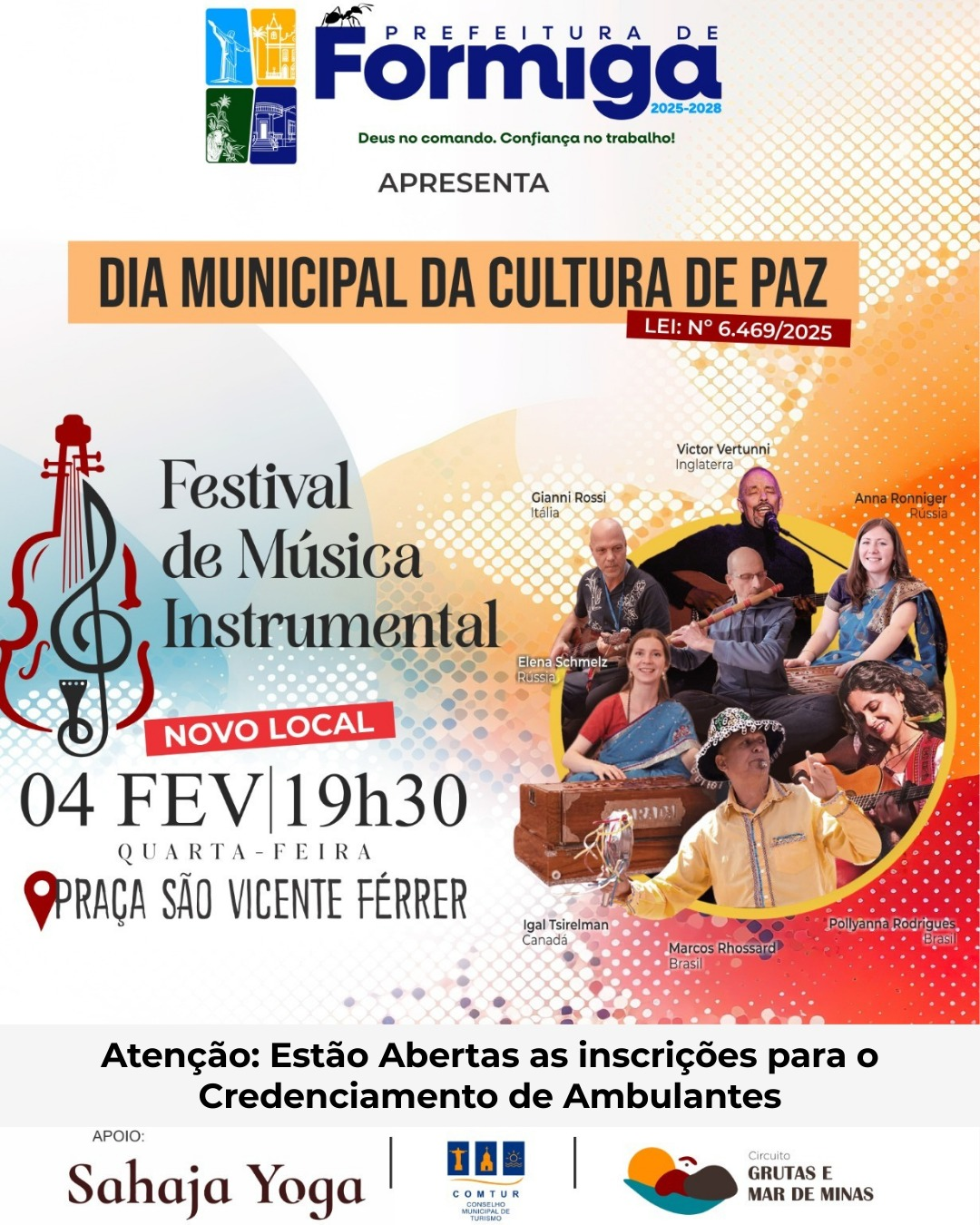 Credenciamento de Ambulantes (Festival de Música Instrumental - Cultura de Paz)