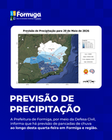 Defesa Civil alerta para risco de temporais e chuvas intensas nesta quarta-feira em Formiga e região