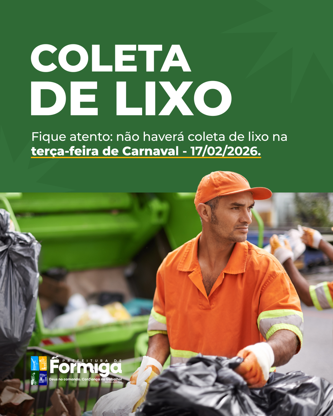 Não haverá coleta de lixo na terça-feira de Carnaval -  17/02/26