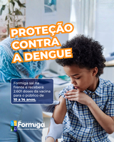 Formiga está entre os primeiros municípios da região a receber 2.601 doses da vacina contra a dengue para crianças e adolescentes de 10 a 14 anos, seguindo diretrizes do Ministério da Saúde.