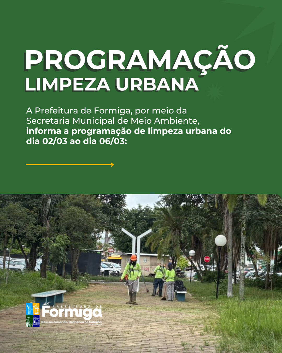 Programação de Limpeza Urbana - 02 a 06/03