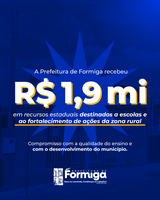 Prefeitura de Formiga recebe mais de R$ 1,9 milhão em recursos estaduais e garante melhorias para a Educação e a Zona Rural.