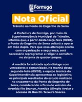 Nota Oficial - Trânsito na Ponte do Engenho de Serra