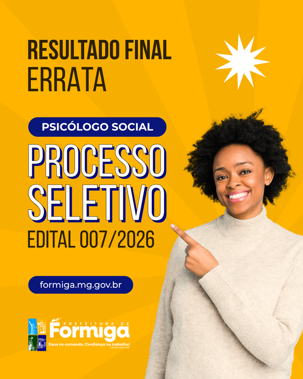 Prefeitura publica errata da homologação do Processo Seletivo para Psicólogo Social