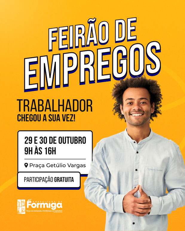 Prefeitura promove Feirão de Empregos nos dias 29 e 30 de outubro com oportunidades em diversos setores