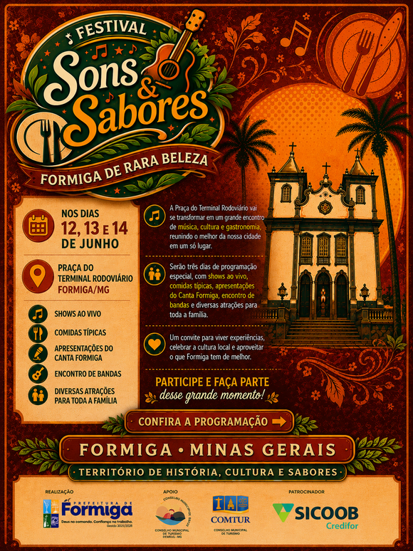 Prefeitura de Formiga divulga programação do Festival Sons e Sabores
