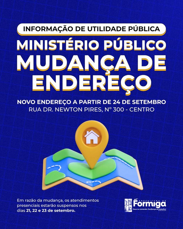 Ministério Público terá nova sede em Formiga a partir de 24 de setembro