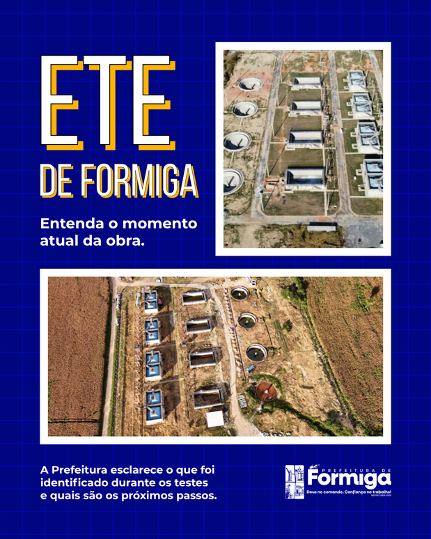 Prefeitura de Formiga informa situação atual da ETE e próximos passos para continuidade da obra
