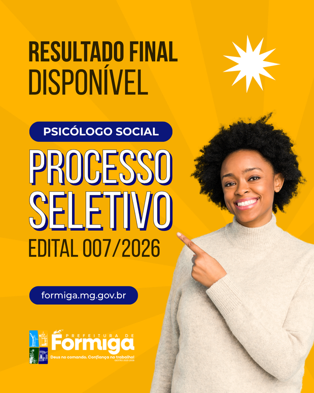 Prefeitura divulga resultado final do Processo Seletivo nº 007/2026 para Psicólogo Social