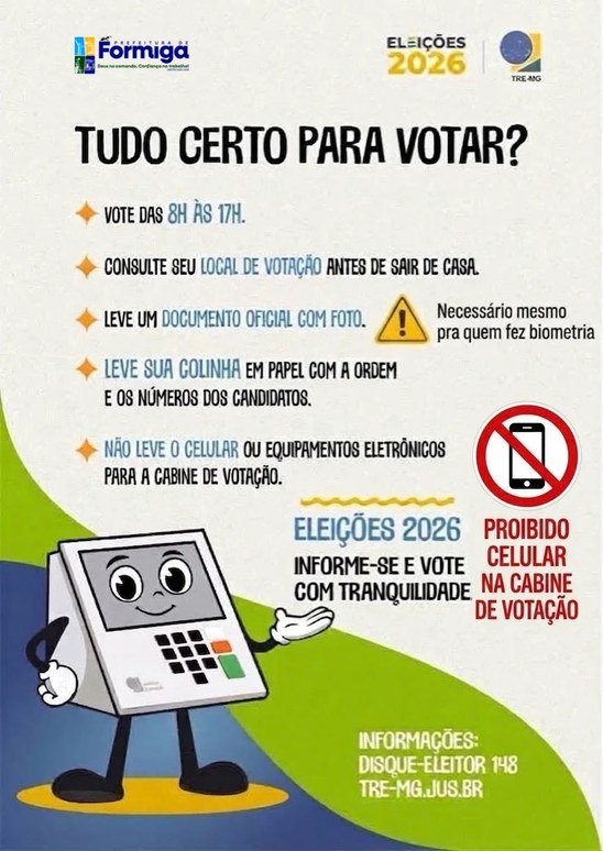 Prefeitura de Formiga orienta eleitores sobre as Eleições 2026
