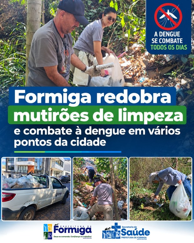 Prefeitura intensifica mutirões de combate à dengue em diferentes regiões de Formiga