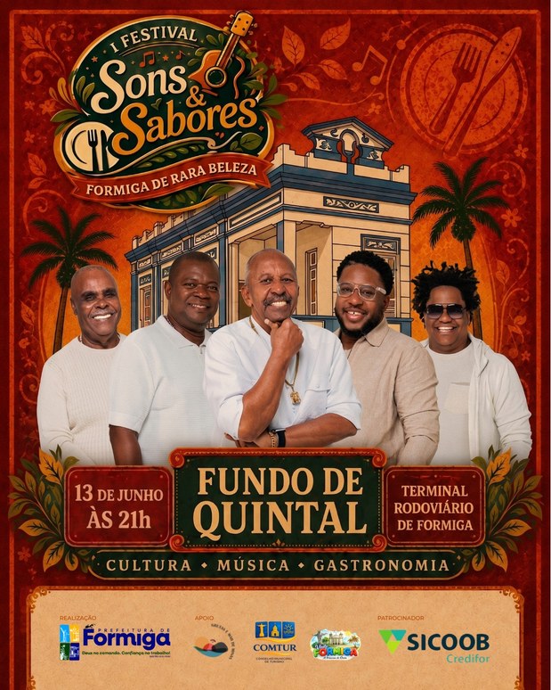 Fundo de Quintal é atração do I Festival Sons & Sabores – Formiga de Rara Beleza