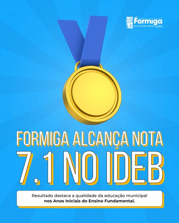 Educação de Formiga alcança nota 7,1 no IDEB nos Anos Iniciais do Ensino Fundamental