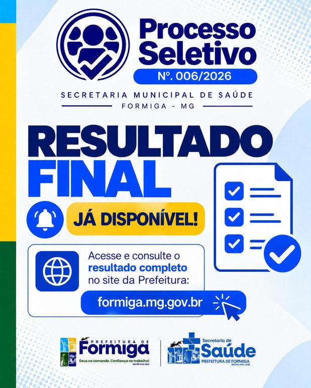 Prefeitura divulga Resultado Final do Processo Seletivo nº 006/2026 da Secretaria Municipal de Saúde