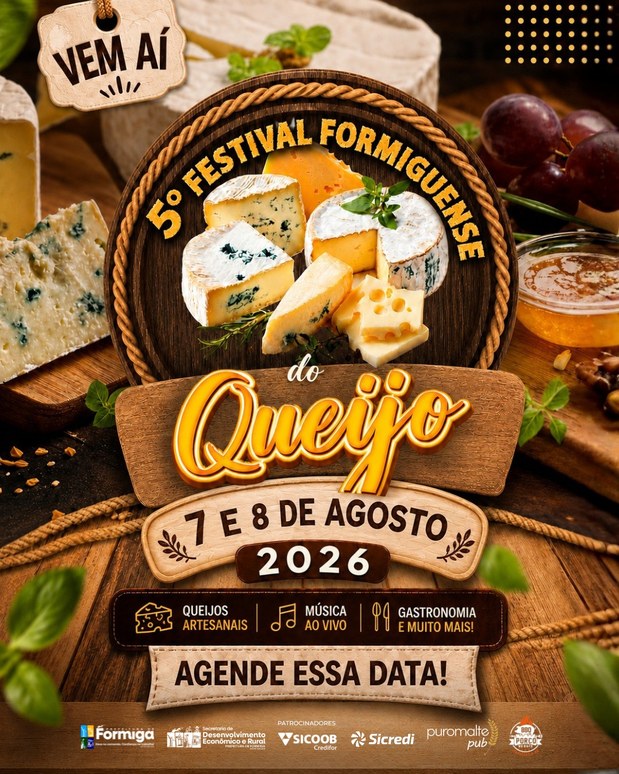 5º Festival Formiguense do Queijo acontece nos dias 7 e 8 de agosto na Casa do Engenheiro