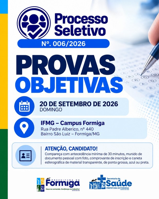 Saúde: Processo Seletivo Simplificado nº 006/2026 será realizado no dia 20 de setembro, no IFMG