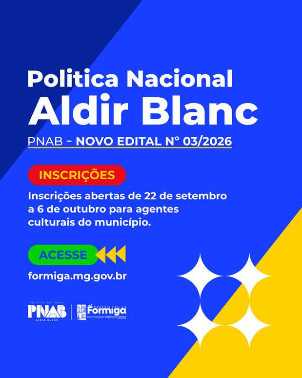 Prefeitura de Formiga publica novo edital da PNAB para seleção de projetos culturais