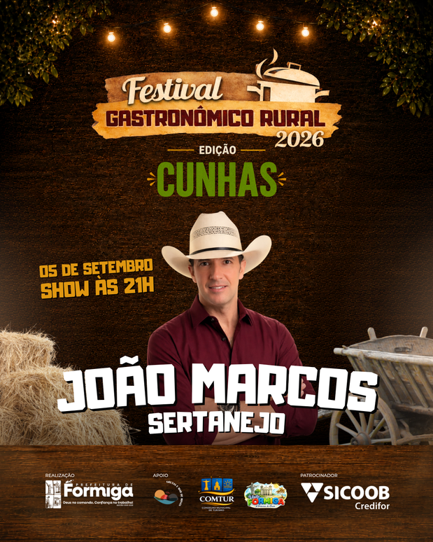 João Marcos Sertanejo é atração do Festival Gastronômico Rural 2026 – Edição Cunhas