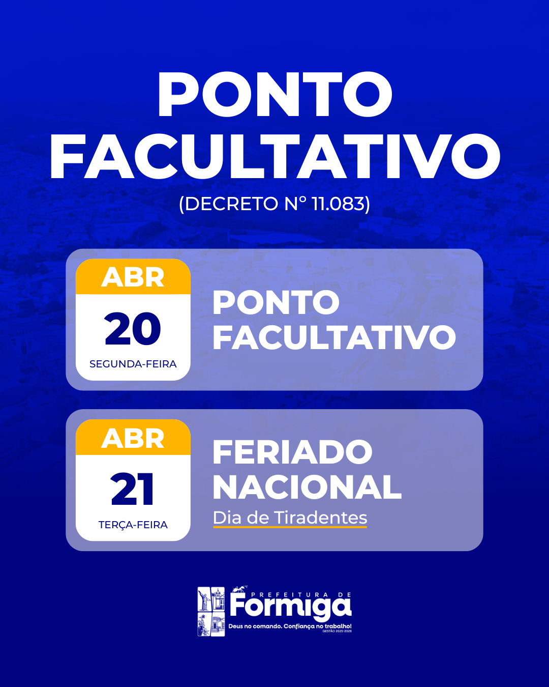 Ponto facultativo - Dia de Tiradentes