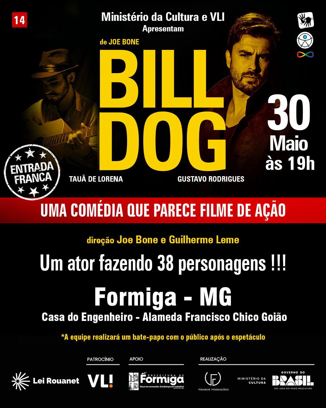 Prefeitura de Formiga apresenta espetáculo “Billdog nas Estações das Memórias” com programação cultural gratuita