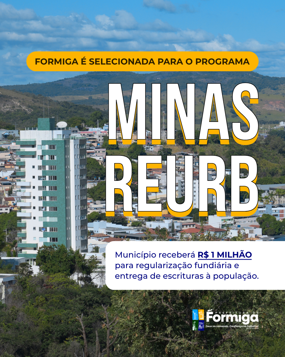 Prefeitura de Formiga é selecionada para o programa Minas REURB