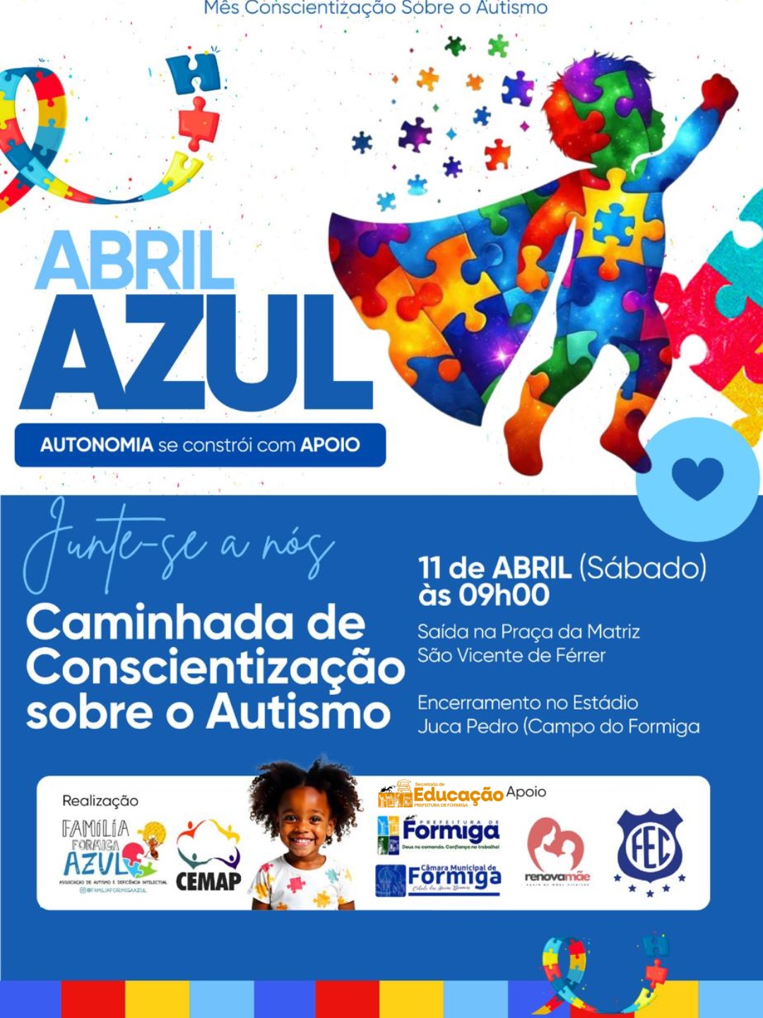 Prefeitura de Formiga promove Caminhada de Conscientização sobre o Autismo