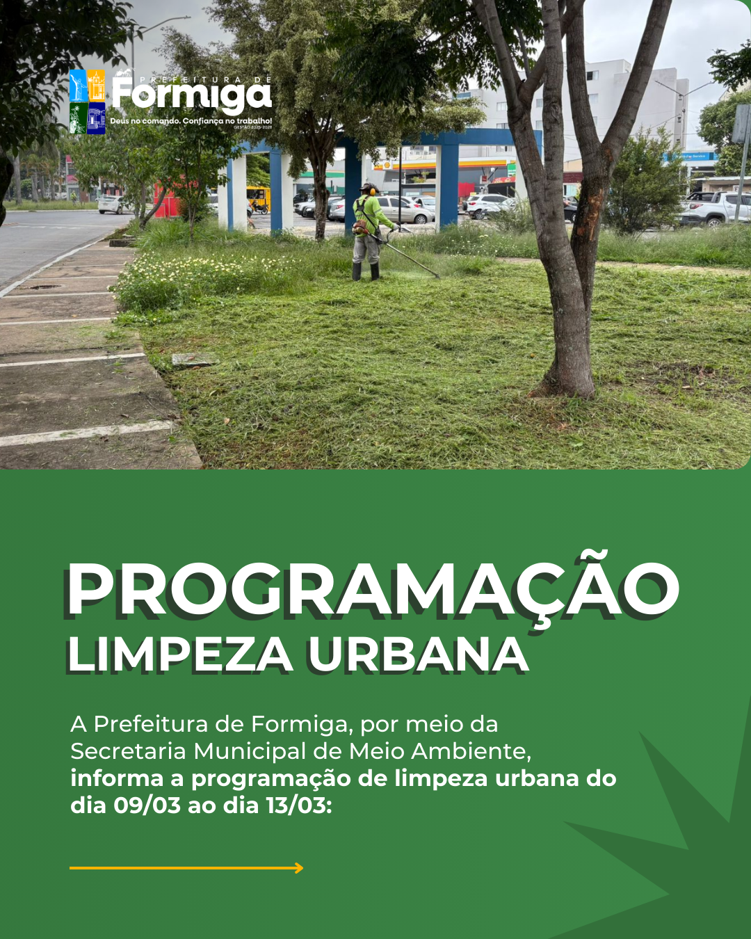 Programação de Limpeza Urbana - 09 a 13/03