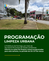 Programação de Limpeza Urbana - 23 a 27 de março