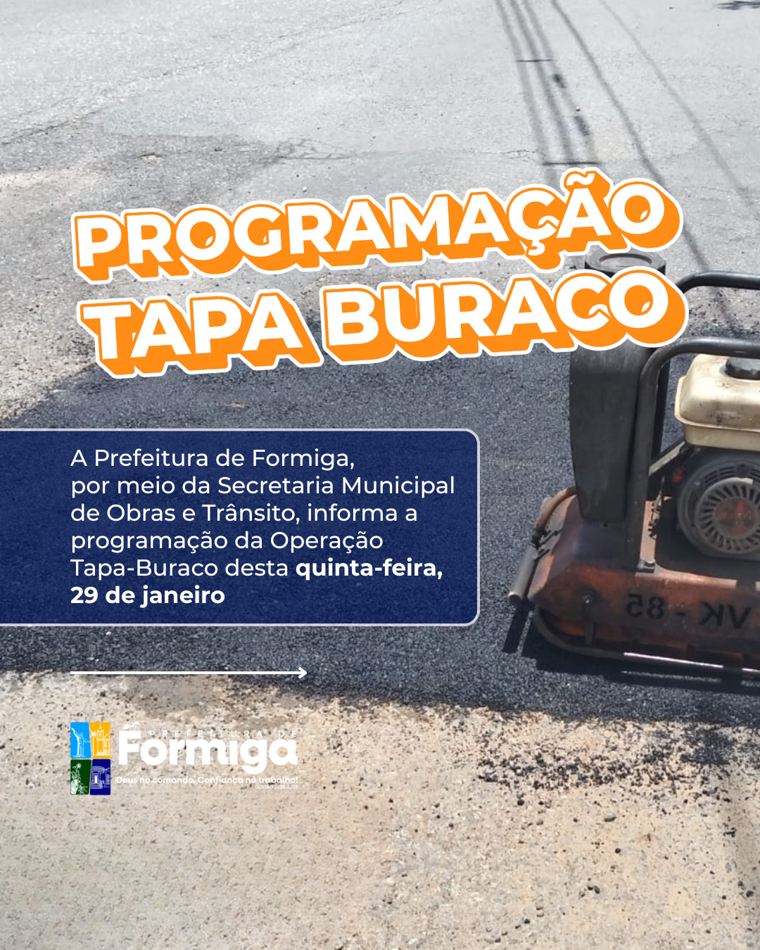 Programação: Operação Tapa-Buraco - 29 de janeiro